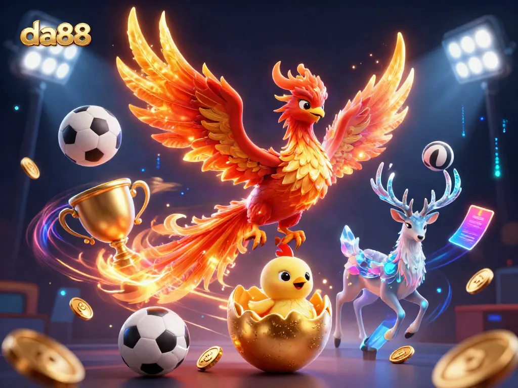 Engage in thrilling gameplay with da88, where dynamic sports betting meets animated phoenix and stag characters.