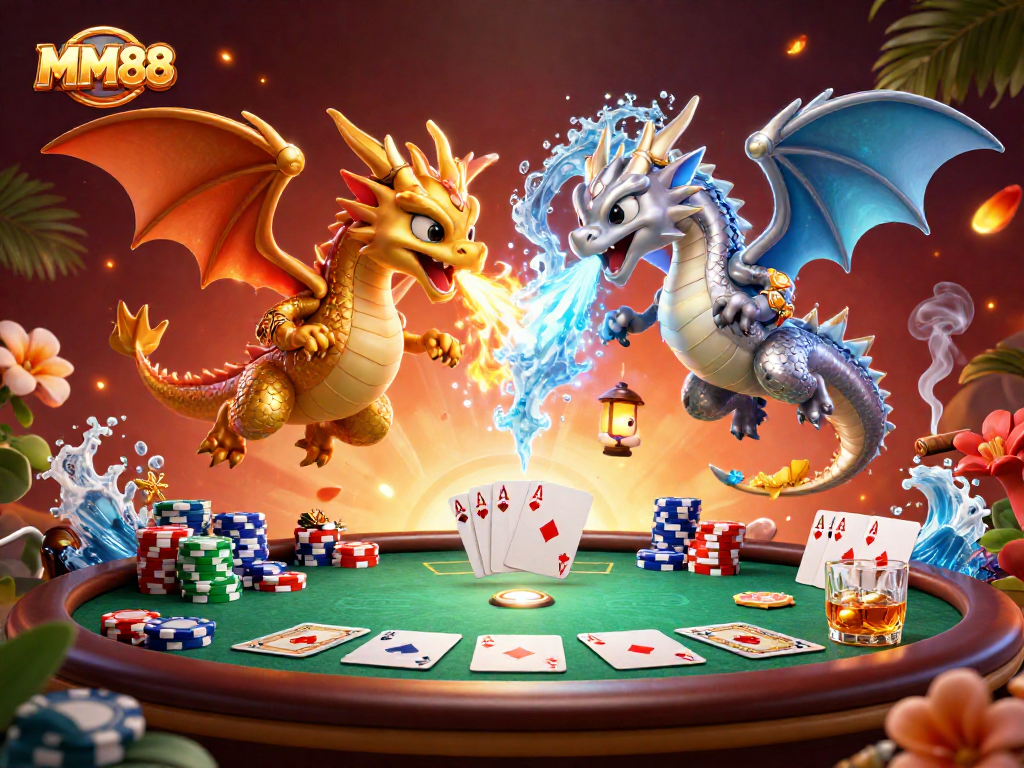 Engage in thrilling poker action with MM88, where dragons symbolize fiery competition and icy strategy.