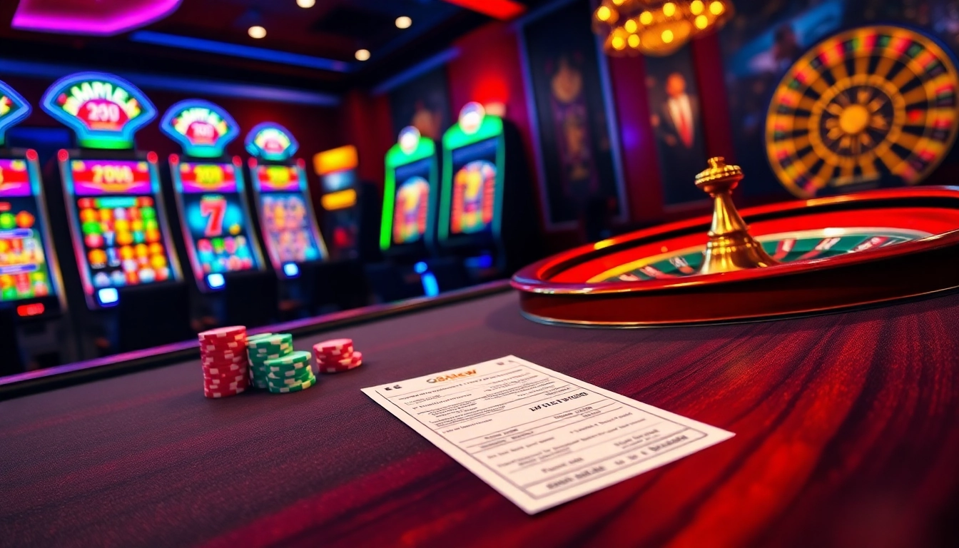 Gambling table scene at 888NEW, showcasing a lively poker game and slot machines.